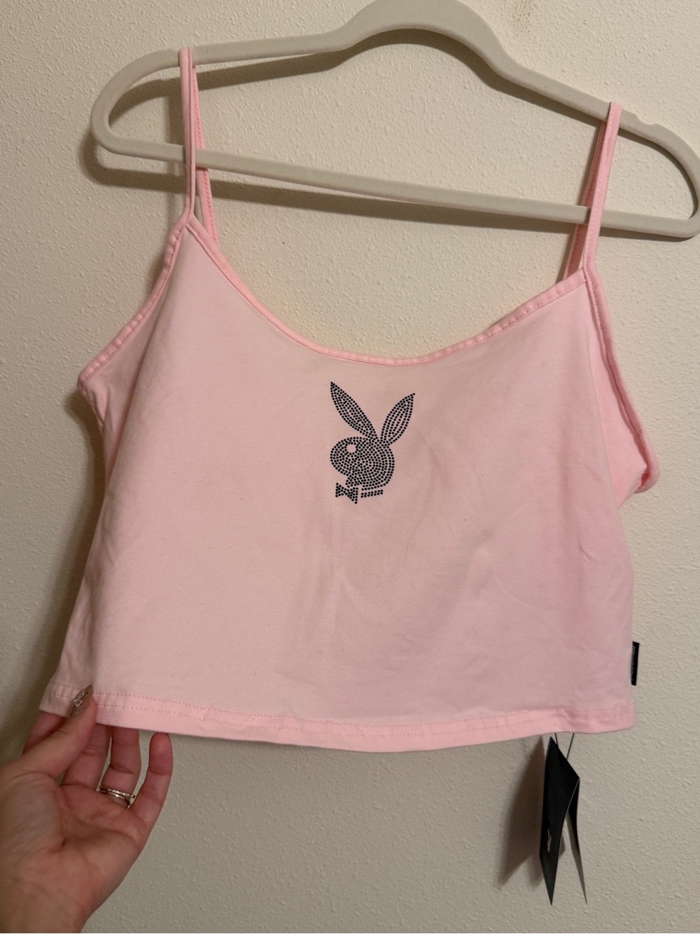 Playboy x Missguided NWT Pink Rhinestone Bunny Cropped Cami Top Y2K McBling